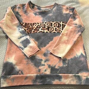 Tie-Dye Leopard Print Top